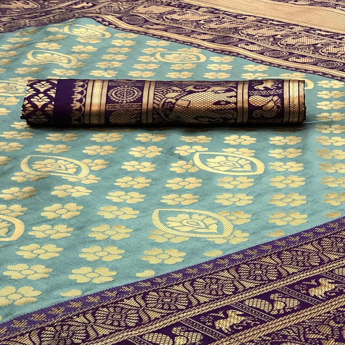 Adorable Grey Colored Festive Wear Woven Banarasi Silk Saree