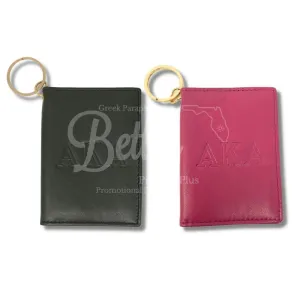 Alpha Kappa Alpha AKA Leather Embossed Keychain Wallet ID Holder