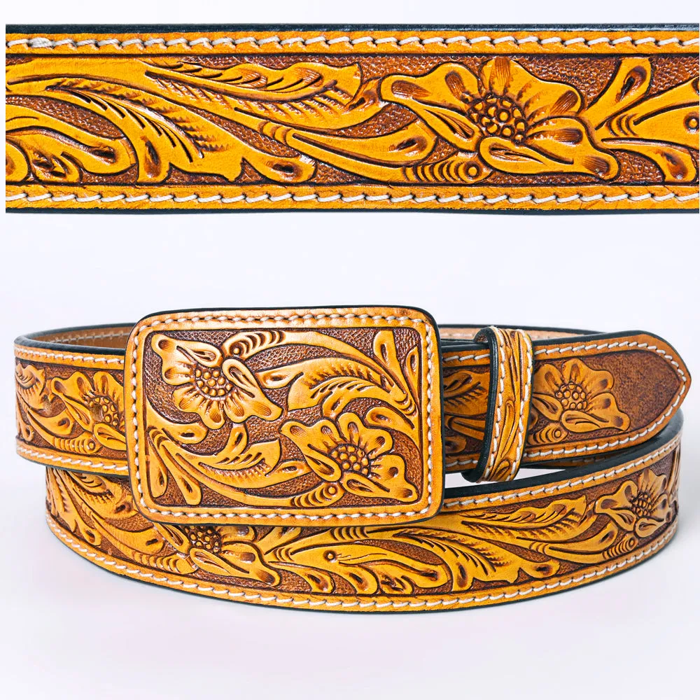 American Darling ADBLF232-L Beautifully Hand Tooled Genuine American Leather Belt Men and  Women