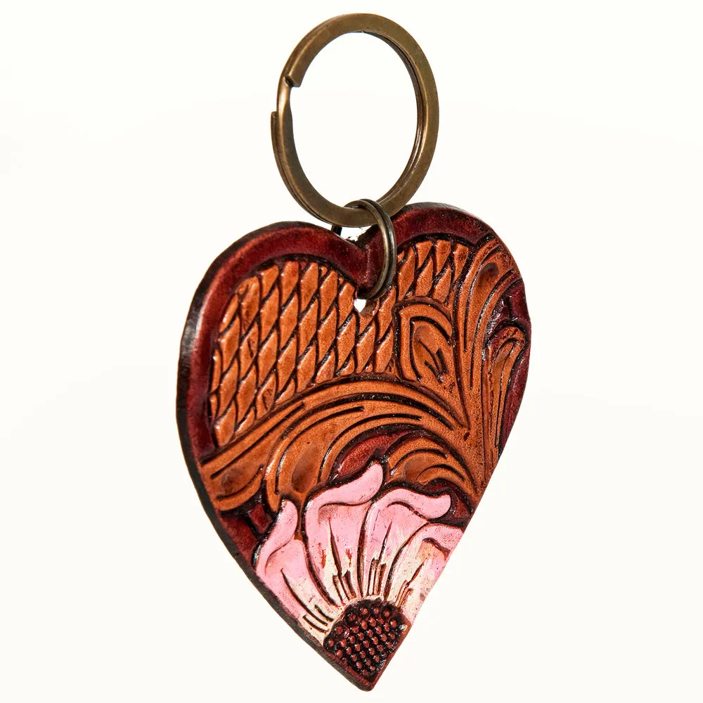 American Darling ADKR181 Hand Tooled Carved Genuine Leather Keyring