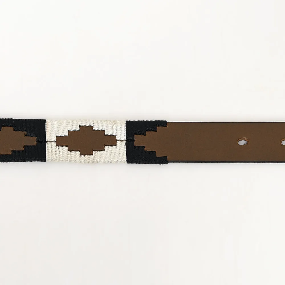 BAR H EQUINE Western Genuine Leather Men And Women Brown Belt Embroidered Black & White