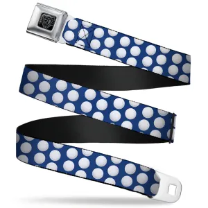 BD Wings Logo CLOSE-UP Full Color Black Silver Seatbelt Belt - Golf Balls Blue/White Webbing