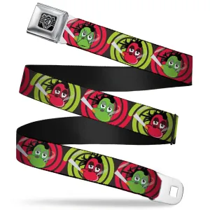 BD Wings Logo CLOSE-UP Full Color Black Silver Seatbelt Belt - Green & Red Dragons Smoking Gray Webbing