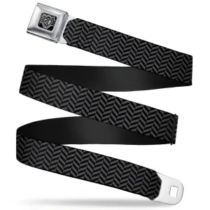 BD Wings Logo CLOSE-UP Full Color Black Silver Seatbelt Belt - Herringbone Black/Gray Webbing