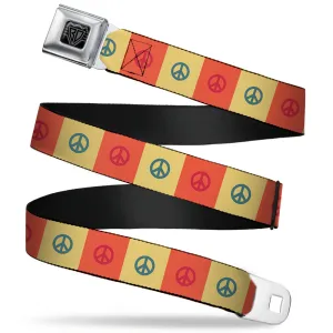 BD Wings Logo CLOSE-UP Full Color Black Silver Seatbelt Belt - Peace Blocks Red/Yellow/Blue Webbing