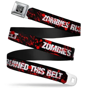 BD Wings Logo CLOSE-UP Full Color Black Silver Seatbelt Belt - ZOMBIES RUINED THIS BELT Black/White/Red Splatter Webbing