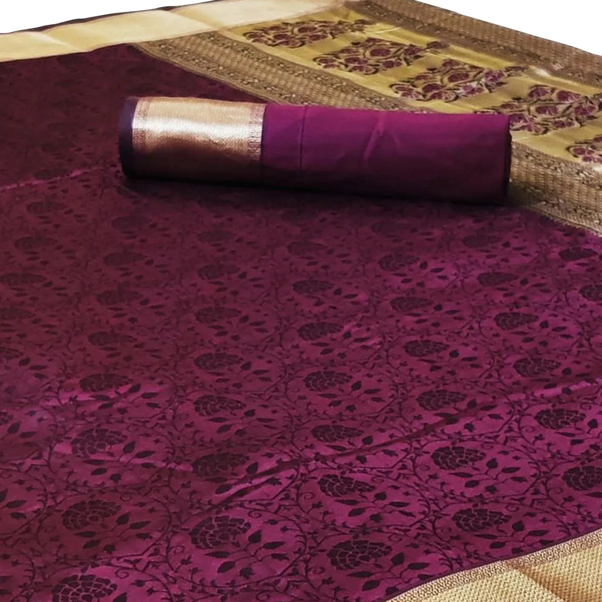 Blooming Dark Purple Colored Festive Wear Woven Heavy Silk Saree