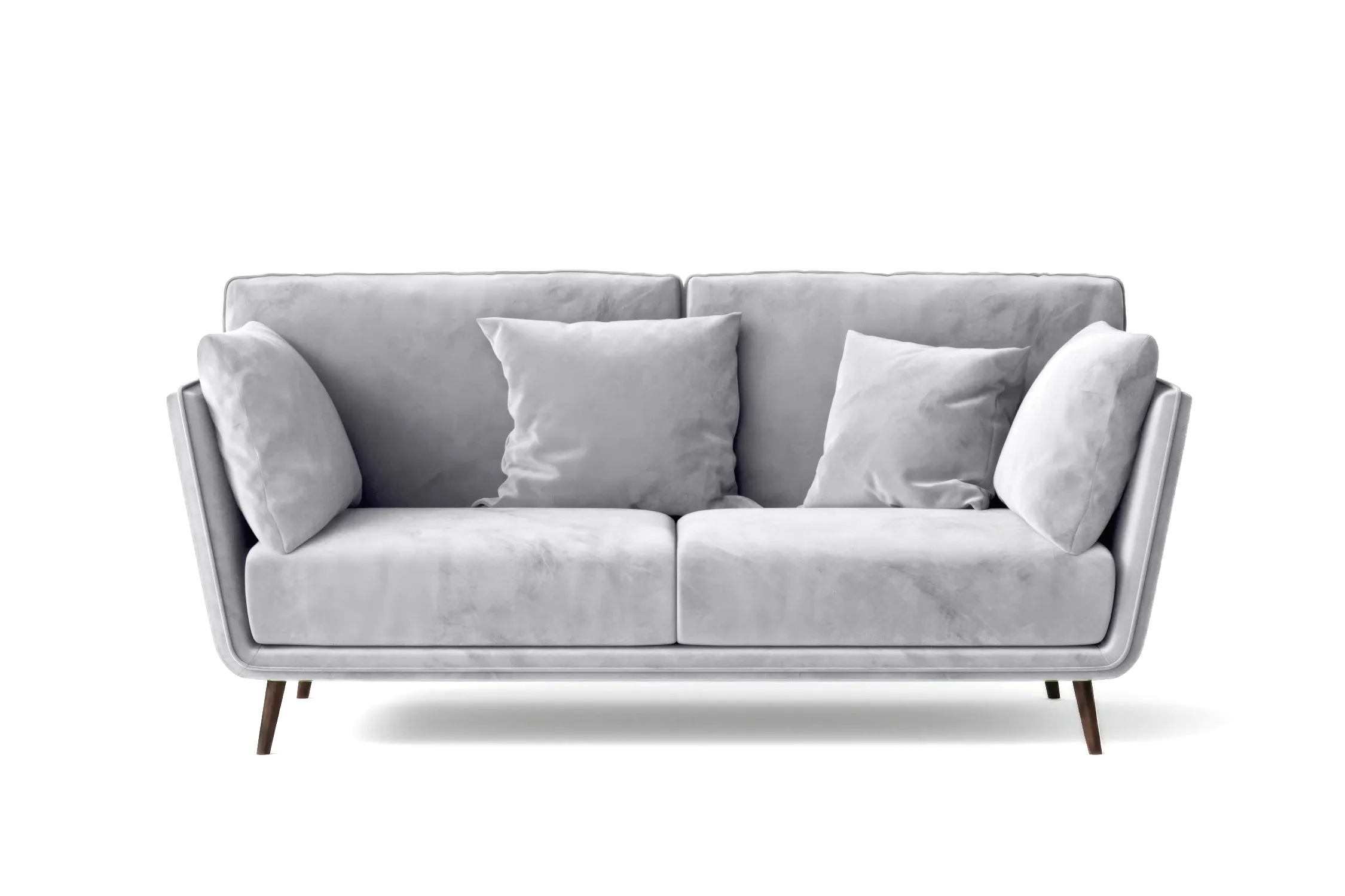 Bologna 2 Seater Sofa Silver Velvet