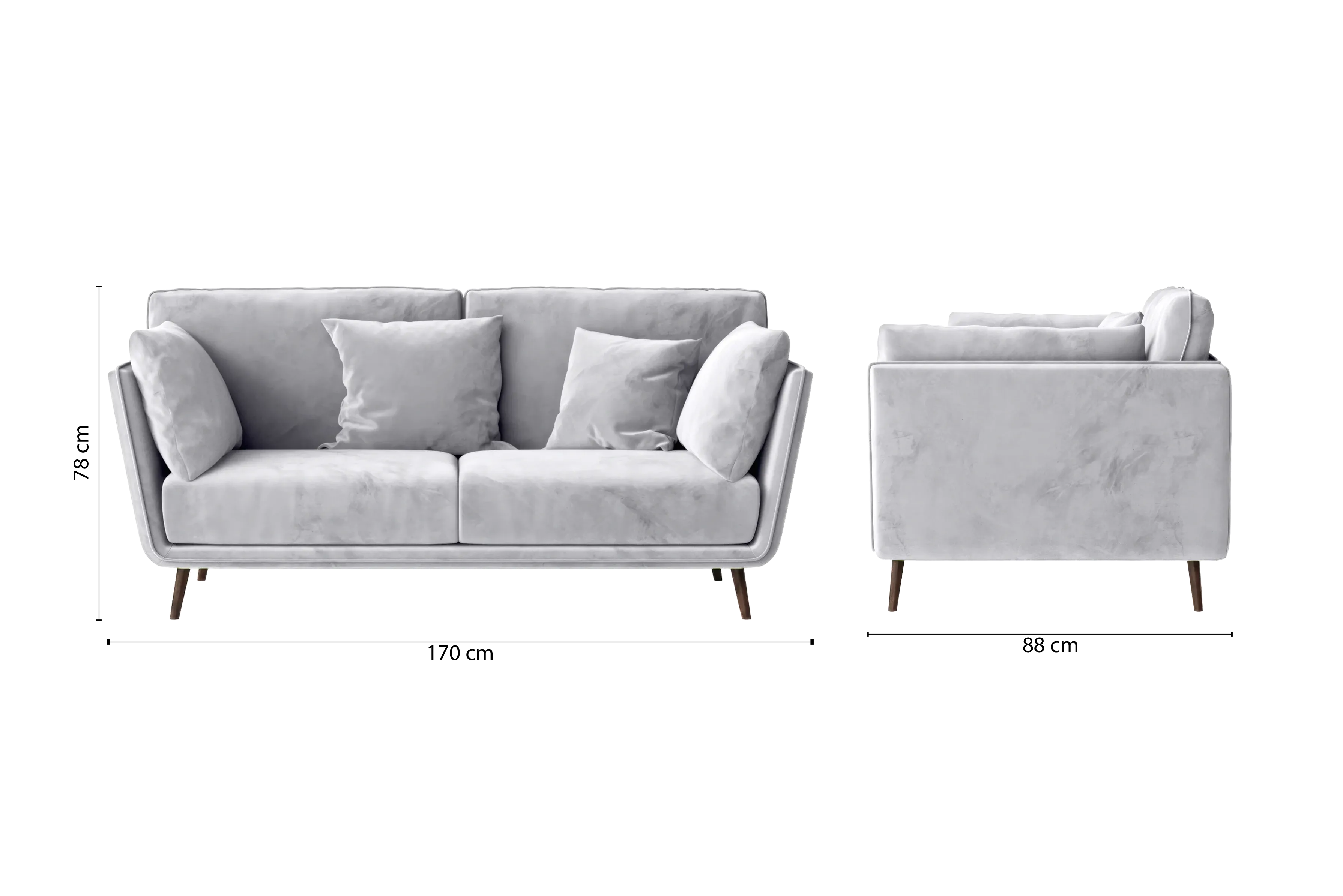 Bologna 2 Seater Sofa Silver Velvet