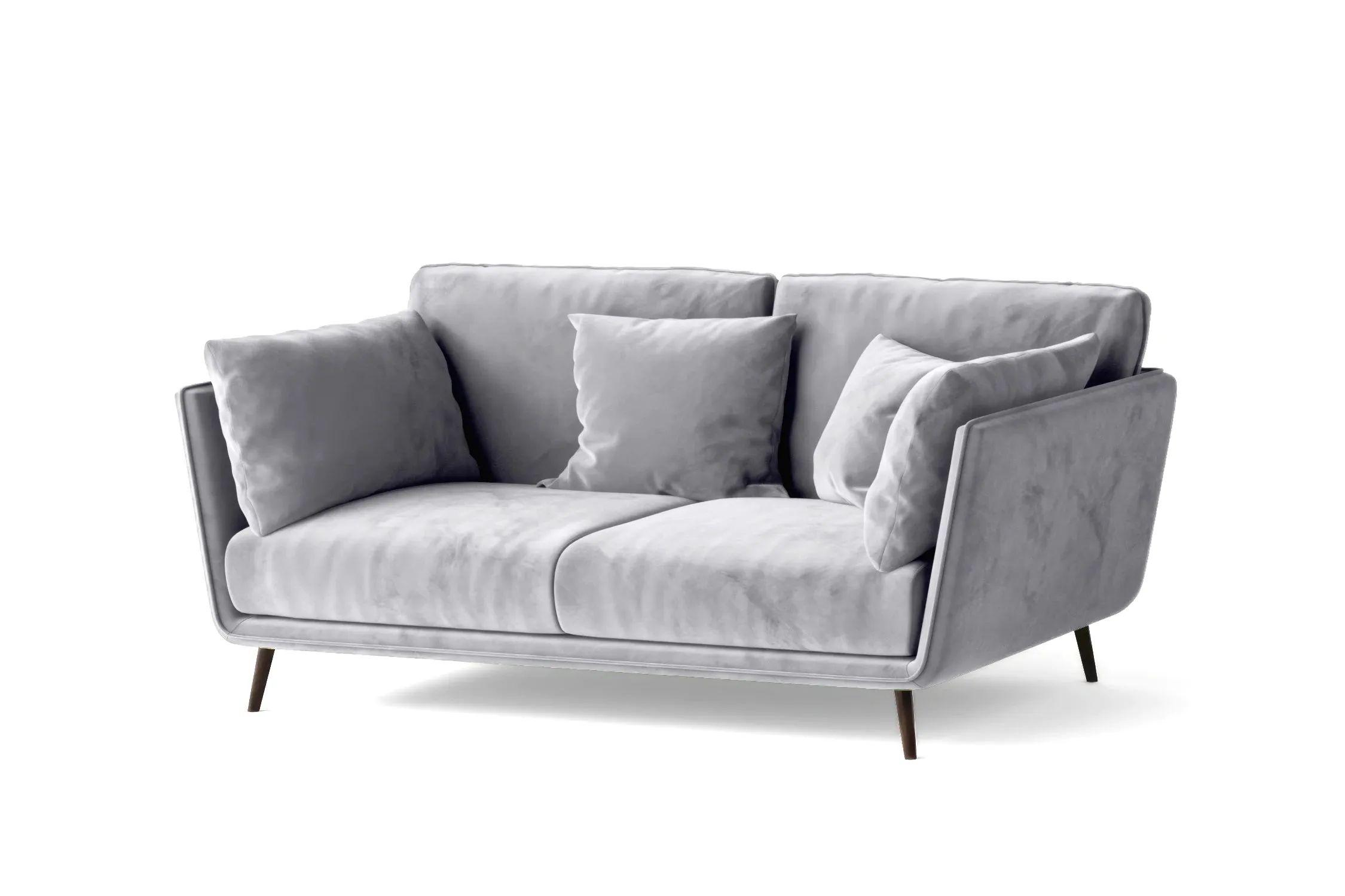 Bologna 2 Seater Sofa Silver Velvet