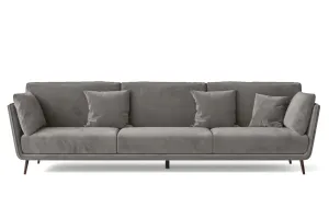 Bologna 4 Seater Sofa Grey Velvet