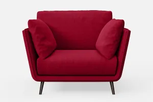 Bologna Armchair Red Linen Fabric