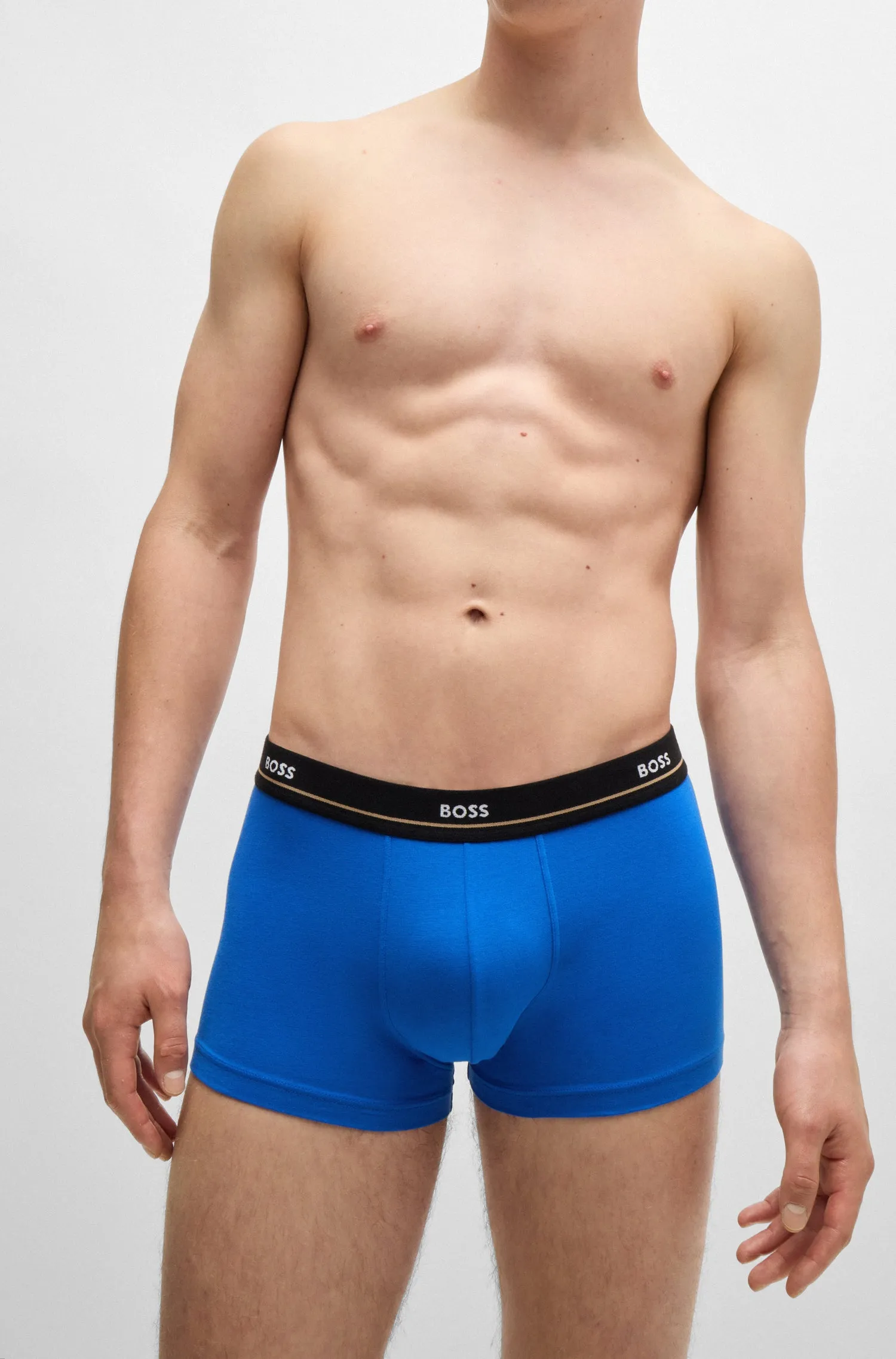 BOSS Men's Essential 5 Pack Trunks - Black/Blue/Red