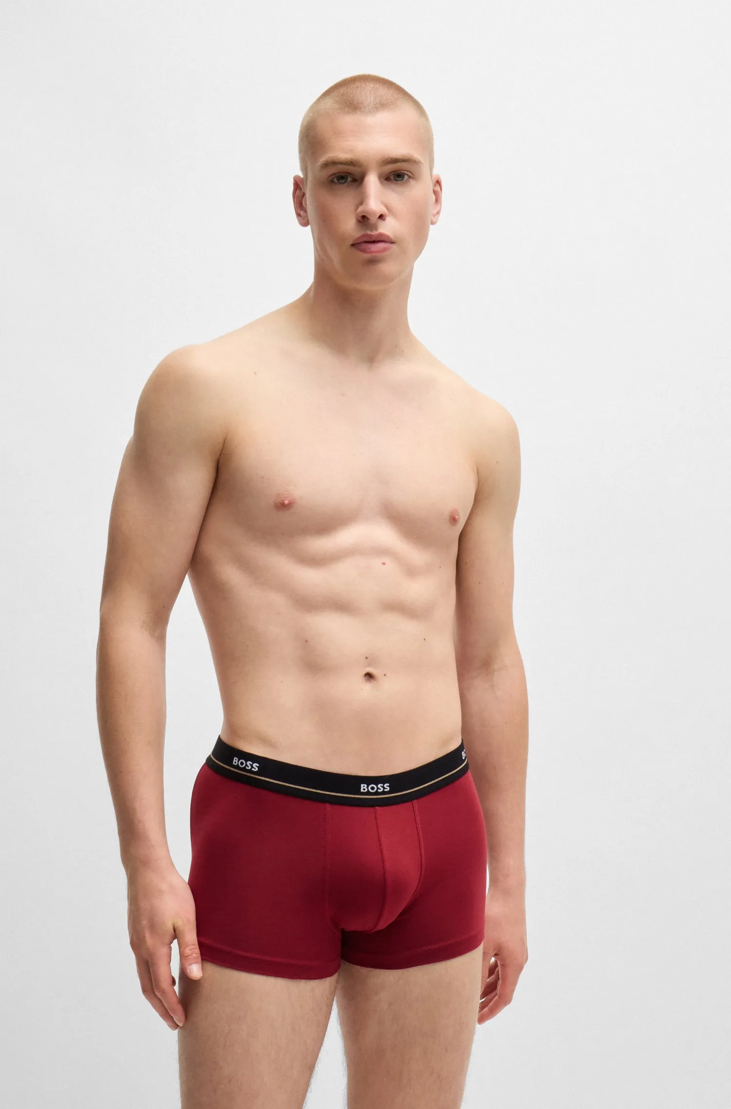BOSS Men's Essential 5 Pack Trunks - Black/Blue/Red