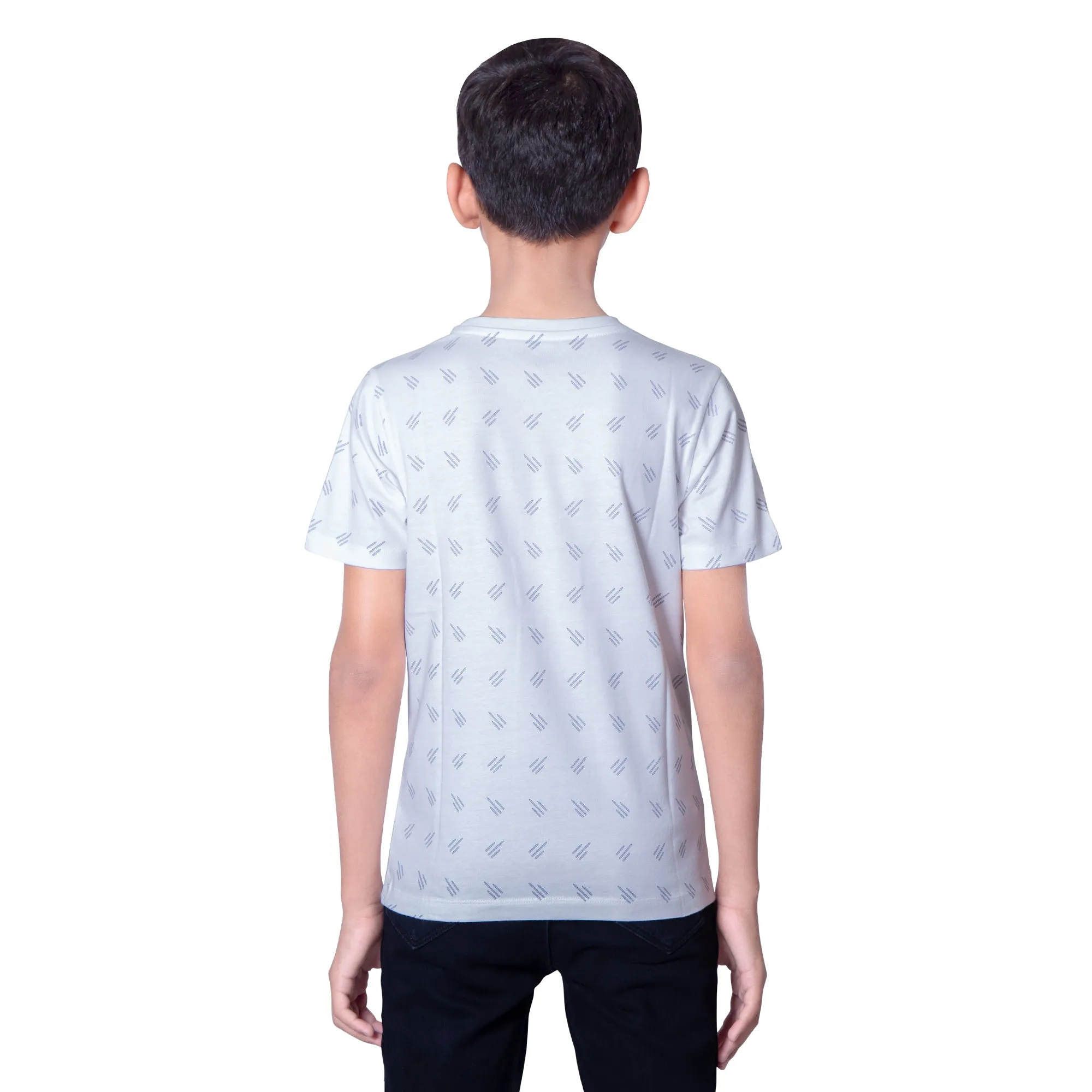 Boys Printed Pure Cotton T Shirt, White