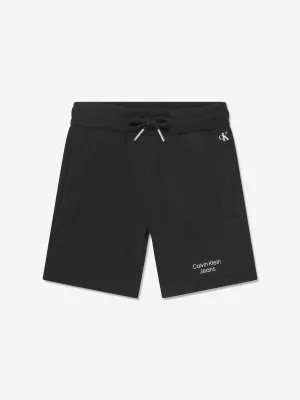 Calvin Klein Boys Stack Logo Jogger Shorts in Black