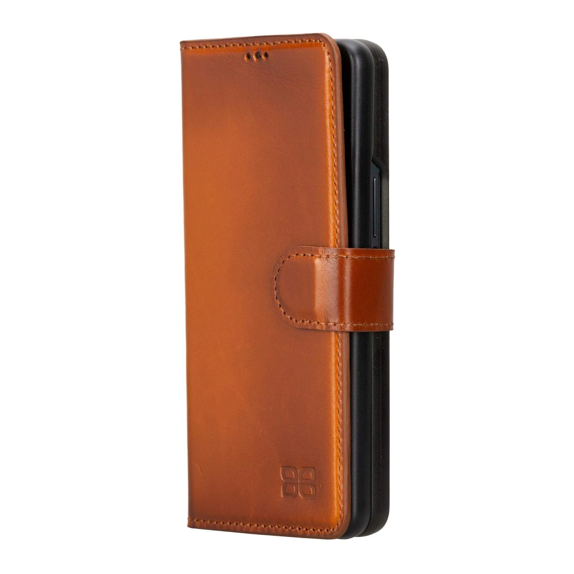 Carter Leather Samsung Galaxy Z Fold 4 Wallet Case, Rustic Tan