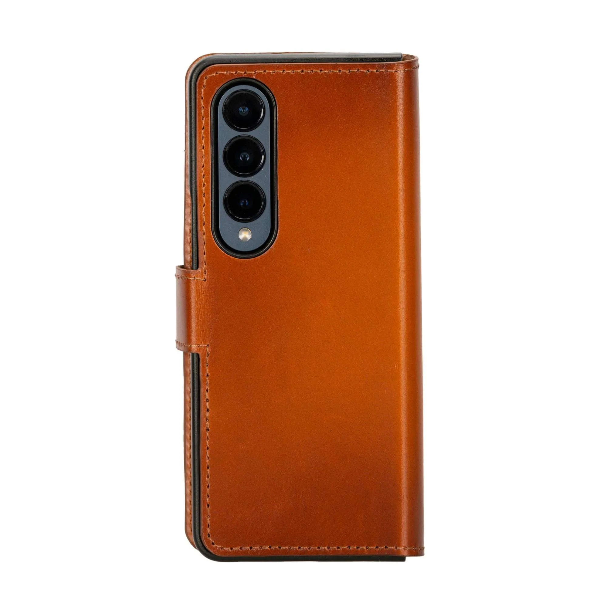 Carter Leather Samsung Galaxy Z Fold 4 Wallet Case, Rustic Tan