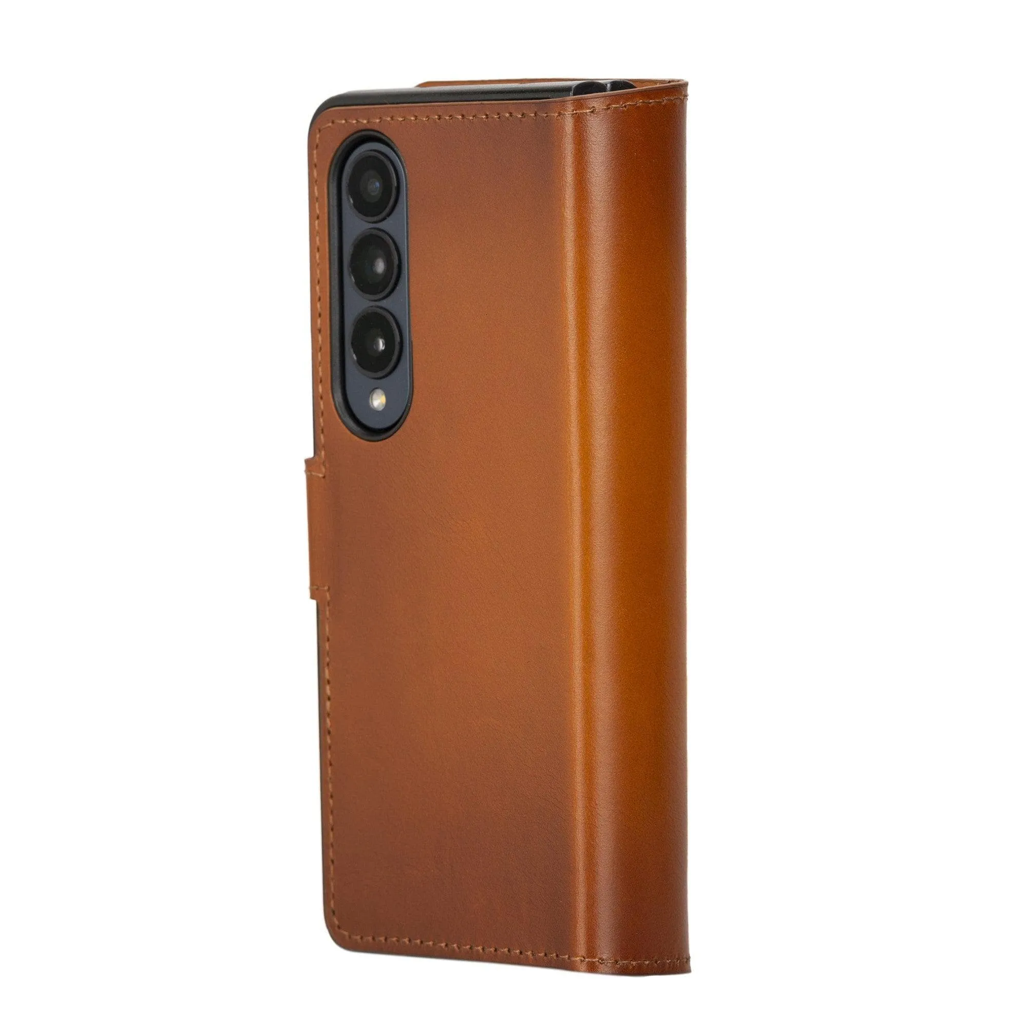 Carter Leather Samsung Galaxy Z Fold 4 Wallet Case, Rustic Tan