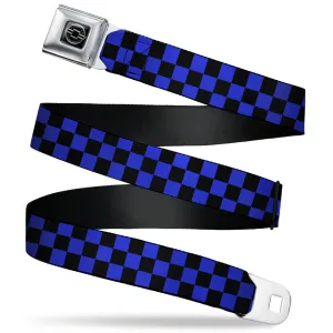 Chevy Seatbelt Belt - Checker Black/Neon Blue Webbing