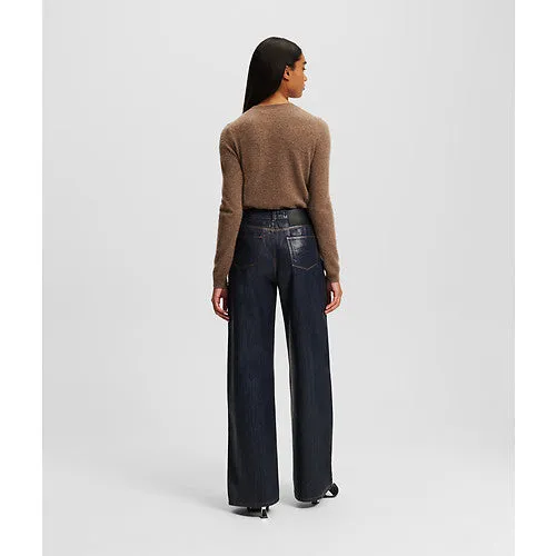COATED WIDE LEG DENIM PANTS