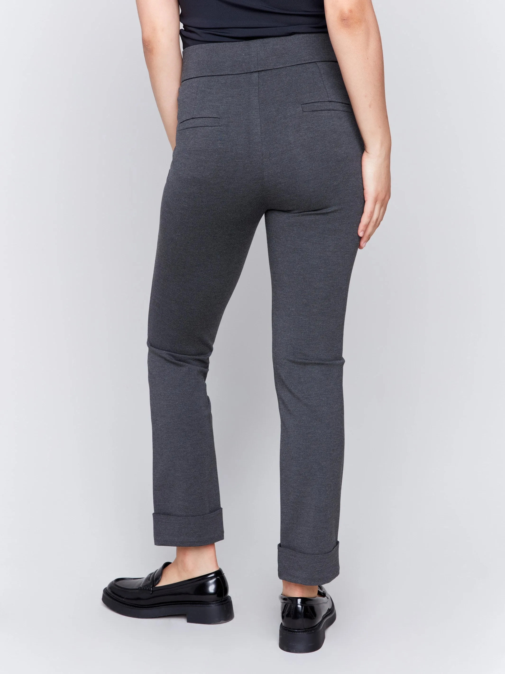 Cuffed Ponte Pants - Charcoal - H-Charcoal