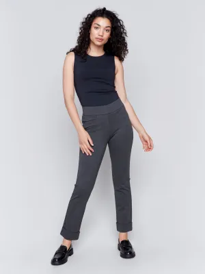 Cuffed Ponte Pants - Charcoal - H-Charcoal