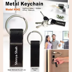 Customized Leather Metal Key chain with Name Engraved