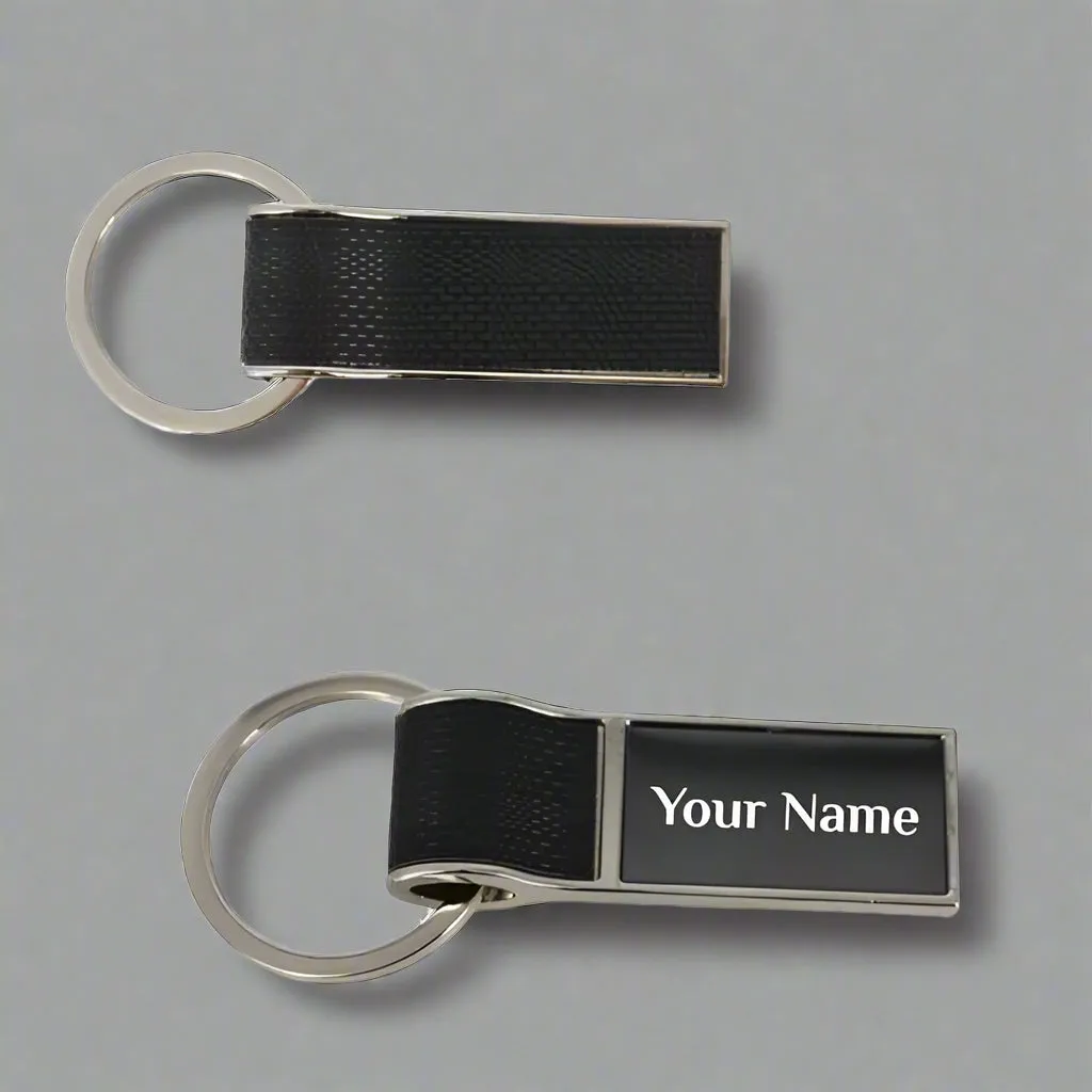 Customized Leather Metal Key chain with Name Engraved