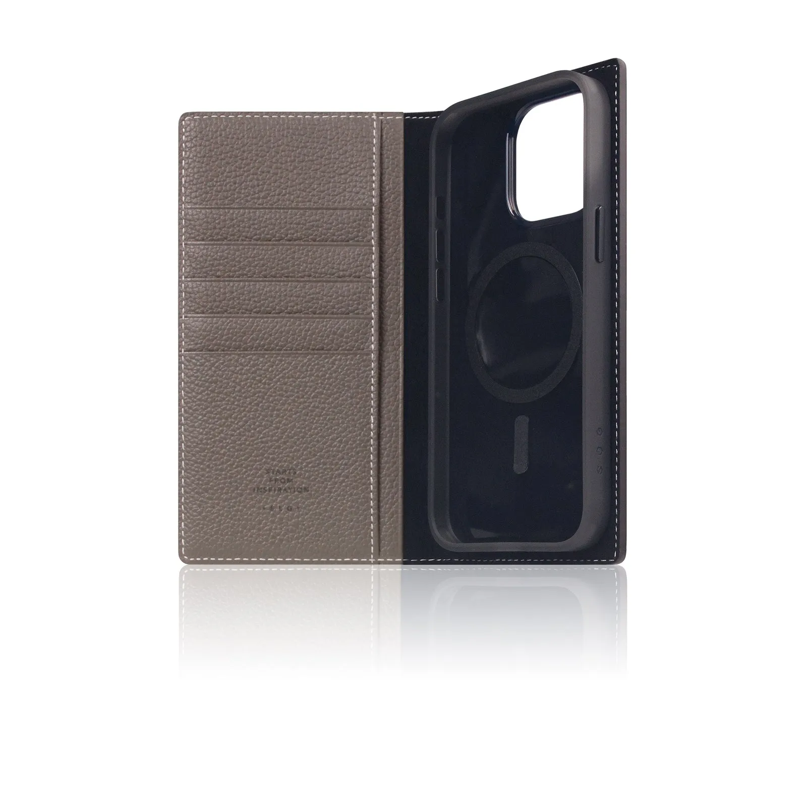 D8 [MagSafe Detachable] Full Grain Leather Diary Case for iPhone 15 Pro Max (Etoffe Cream)