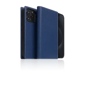 D8 [MagSafe Detachable] Full Grain Leather Diary Case for iPhone 15 Pro (Navy Blue)