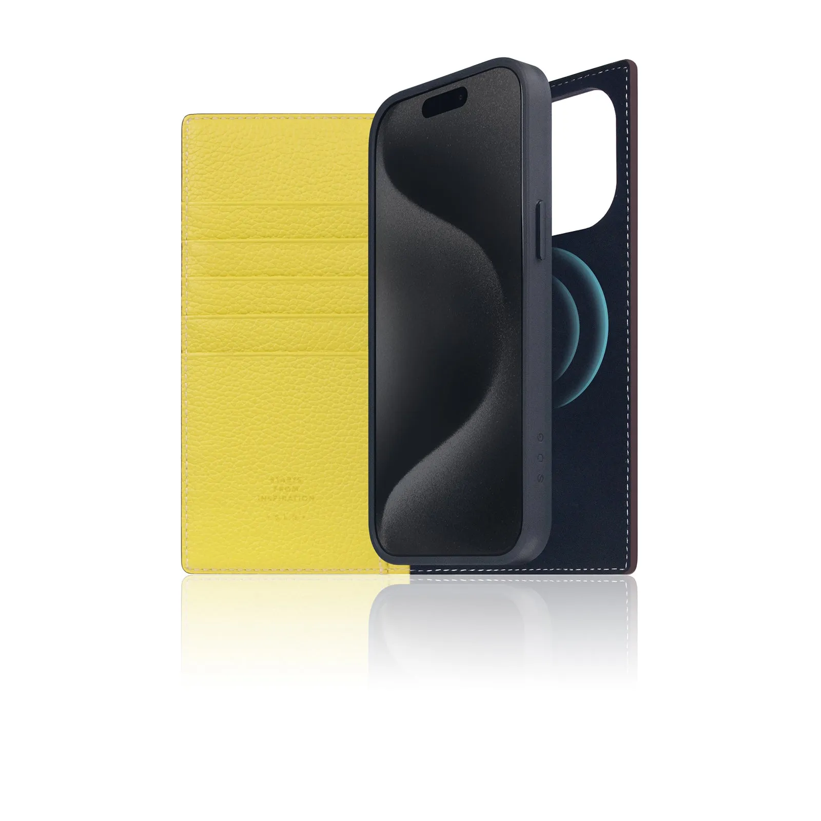 D8 [MagSafe Detachable] Neon Full Gran Leather Diary Case for iPhone 16 Pro Max (Lemon)