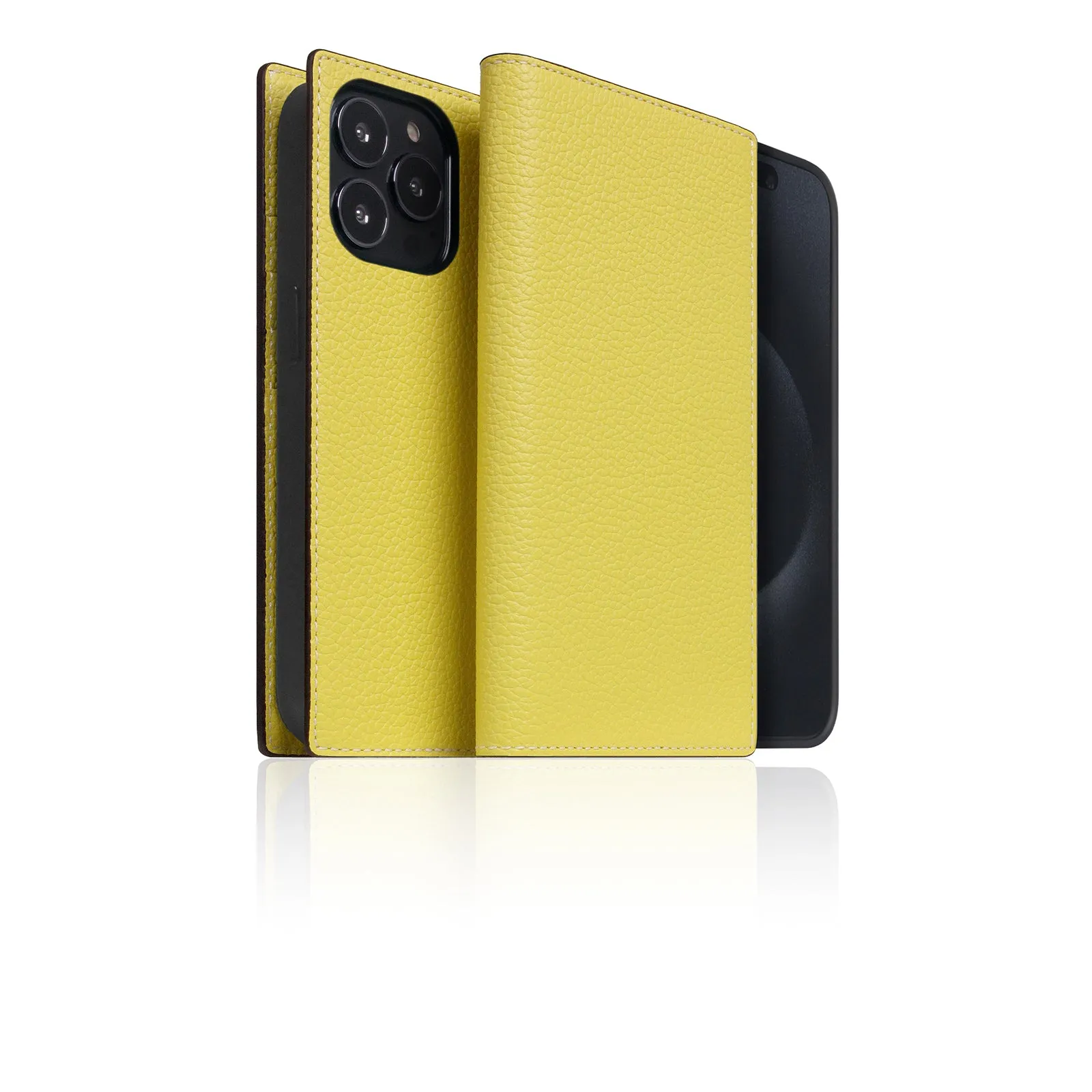 D8 [MagSafe Detachable] Neon Full Gran Leather Diary Case for iPhone 16 Pro Max (Lemon)