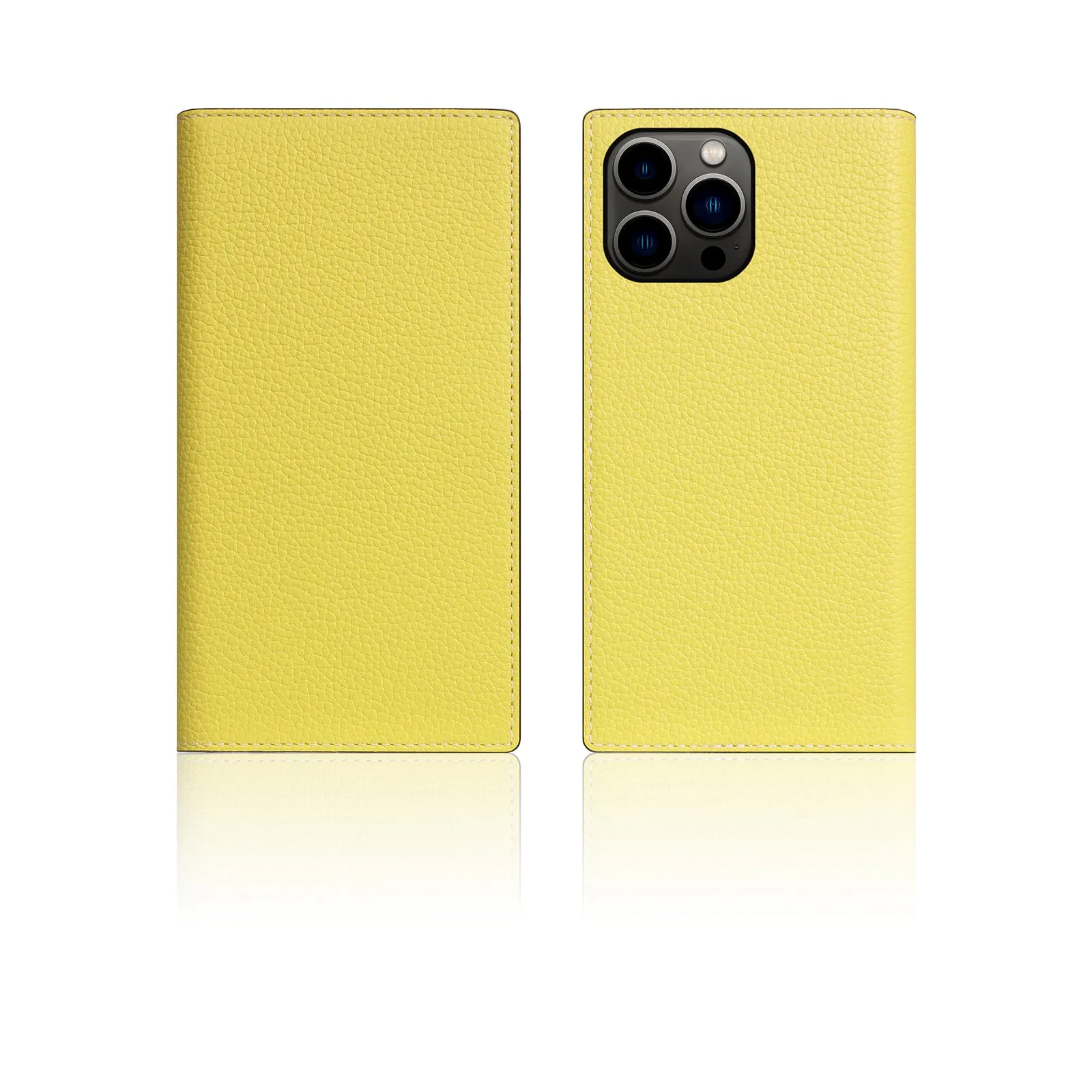 D8 [MagSafe Detachable] Neon Full Gran Leather Diary Case for iPhone 16 Pro Max (Lemon)