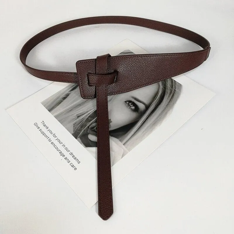 Designer Belts for Women High Quality Knot Soft Pu Leather Long Cummerbunds Wide Coat Ceinture Femme Dress Waistband Cintos