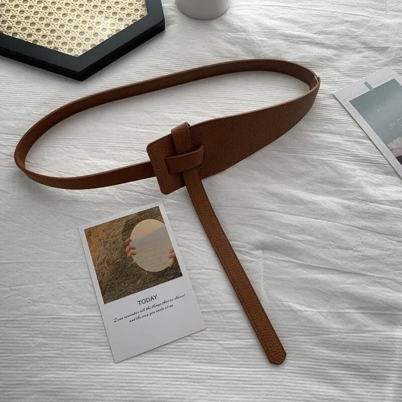Designer Belts for Women High Quality Knot Soft Pu Leather Long Cummerbunds Wide Coat Ceinture Femme Dress Waistband Cintos