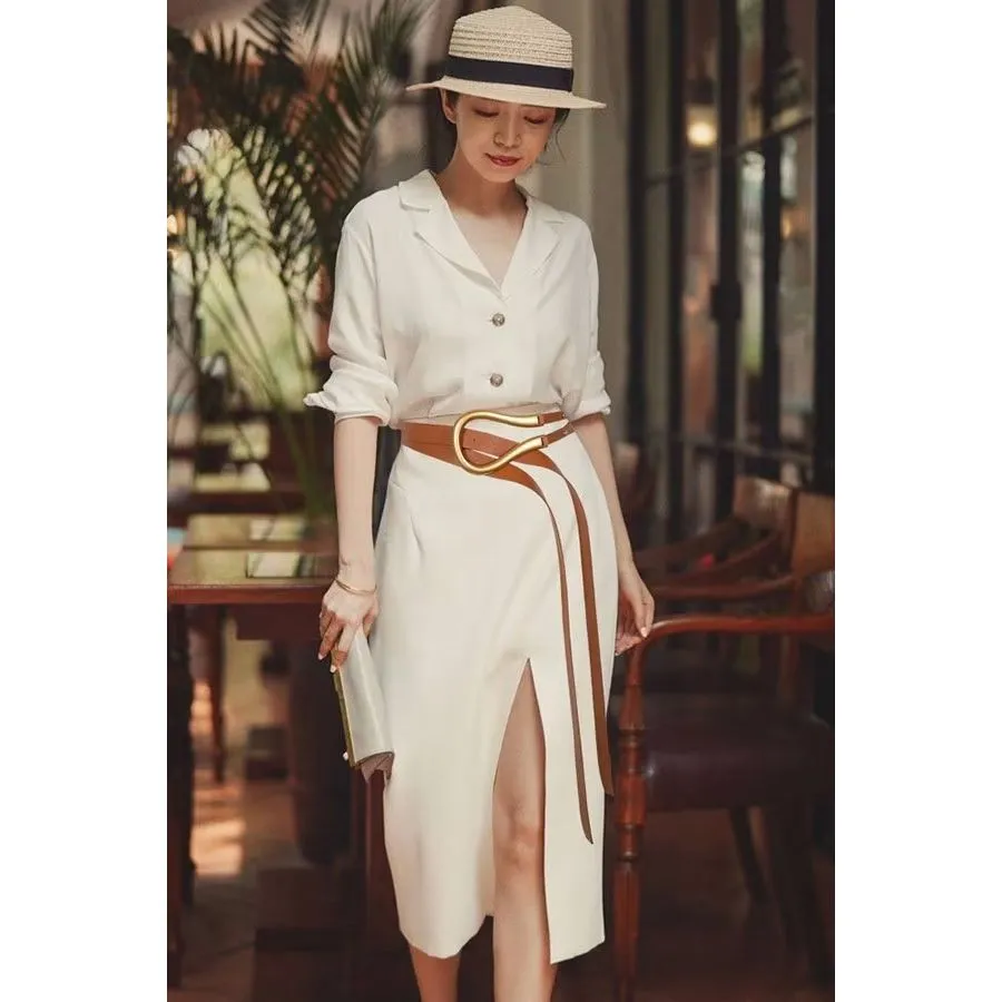 EleganceStrap Slim PU Alloy-Buckle Waistband
