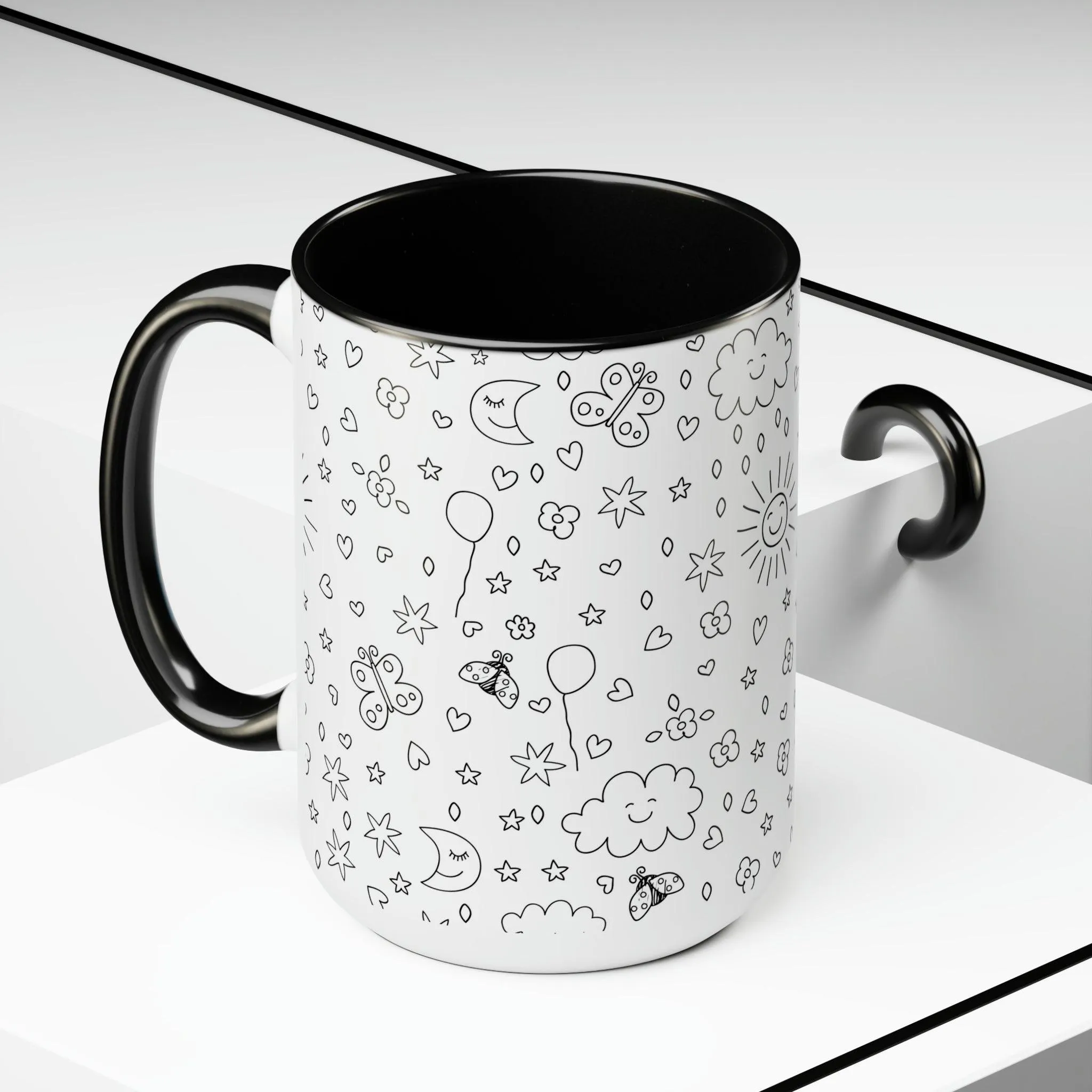 Elegant Duo Ceramic Coffee Mug Set - 2 Pieces