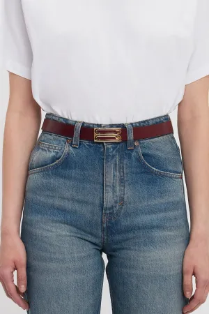 Frame Belt In Burgundy Glossed Leather