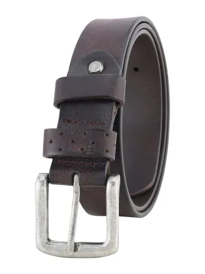 Full Grain Dark Brown Genuine Leather Men's Belt