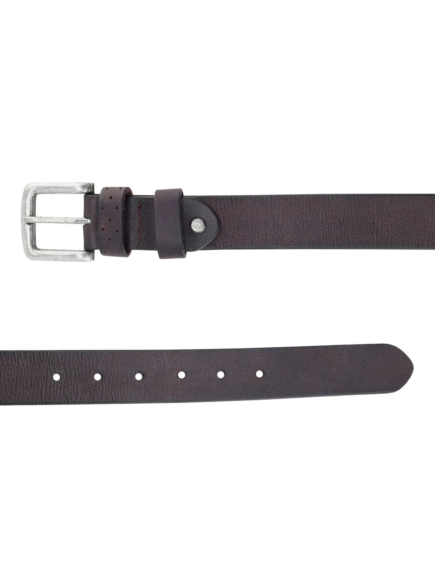 Full Grain Dark Brown Genuine Leather Men's Belt