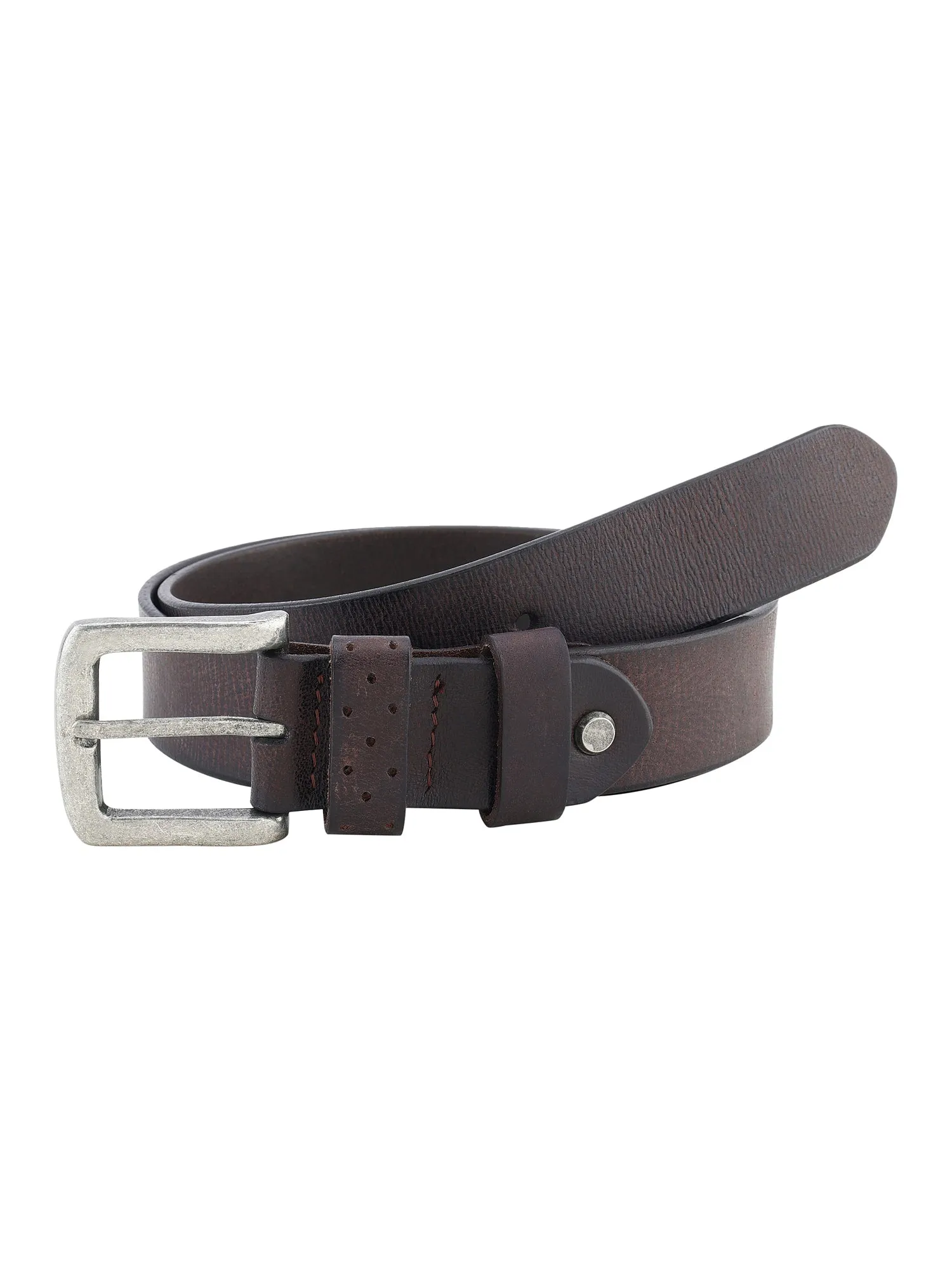 Full Grain Dark Brown Genuine Leather Men's Belt