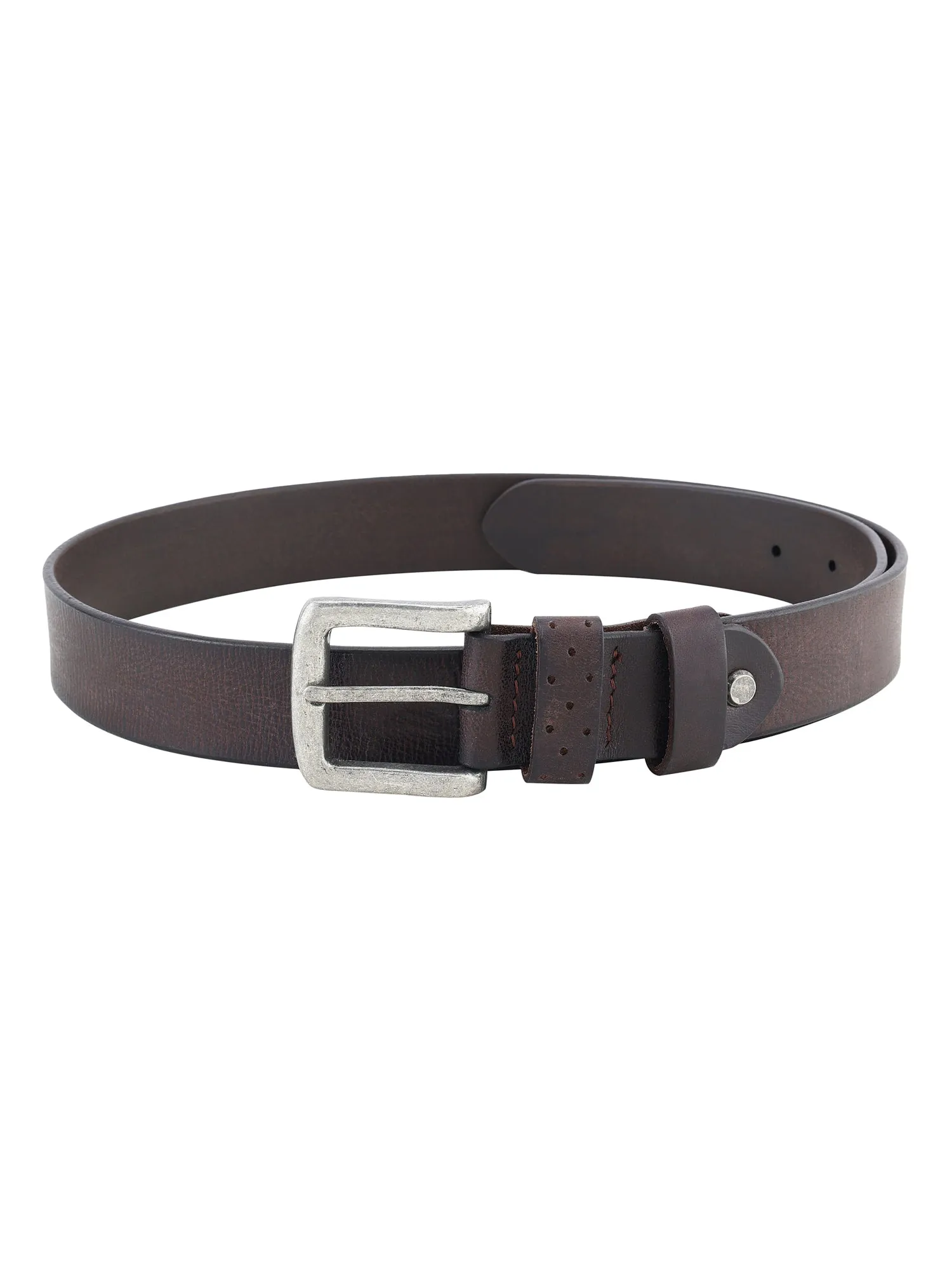 Full Grain Dark Brown Genuine Leather Men's Belt