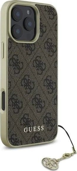 Guess 4G Charms Collection Case for iPhone 16 Pro 6.3" Brown - GUHCP16LGF4GBR