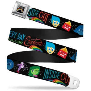 INSIDE OUT Rainbow Full Color Black White Multi Color Seatbelt Belt - INSIDE OUT/Emotion Expressions/EVERY DAY IS FULL OF EMOTIONS Webbing