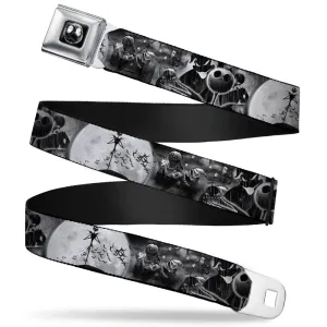 Jack Moon Oogie Boogie Face Full Color Black Grays Seatbelt Belt - Jack & Oogie Boogie Scenes Grays Webbing
