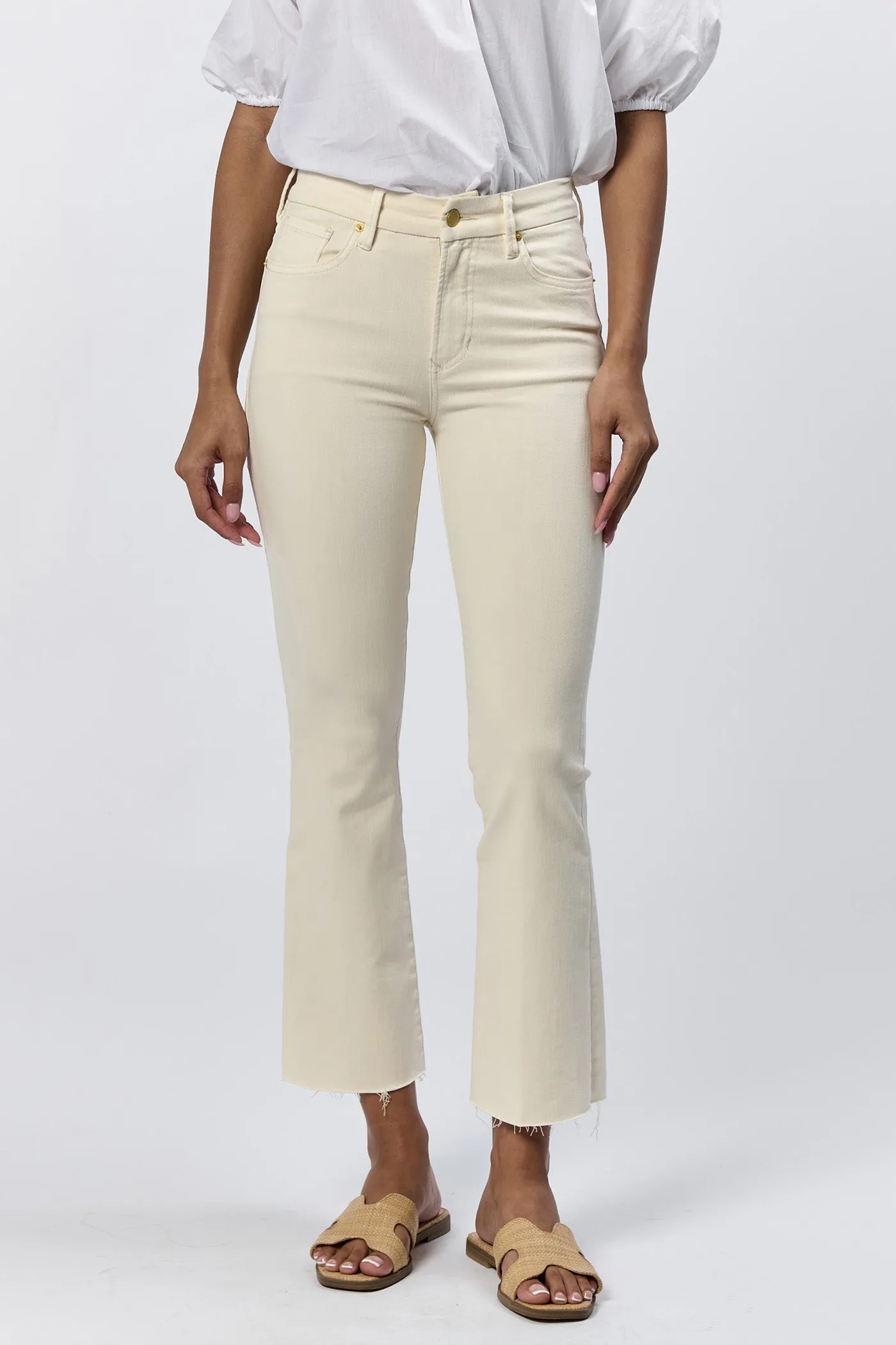 JEANNE MID RISE CROPPED FLARE JEANS WHEAT