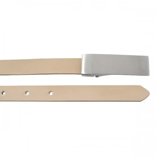 KIMBERLY - Womens Beige Glossy Patent Leather Reversible Thin Belt