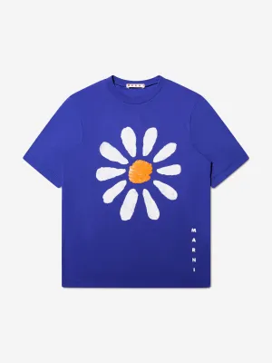 MARNI Girls Daisy Flower T-Shirt in Blue