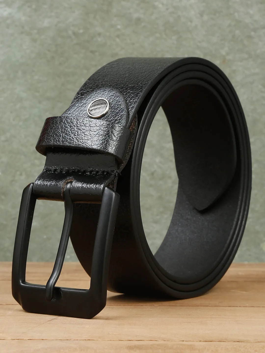 Men Vintage Black Leather Casual belt